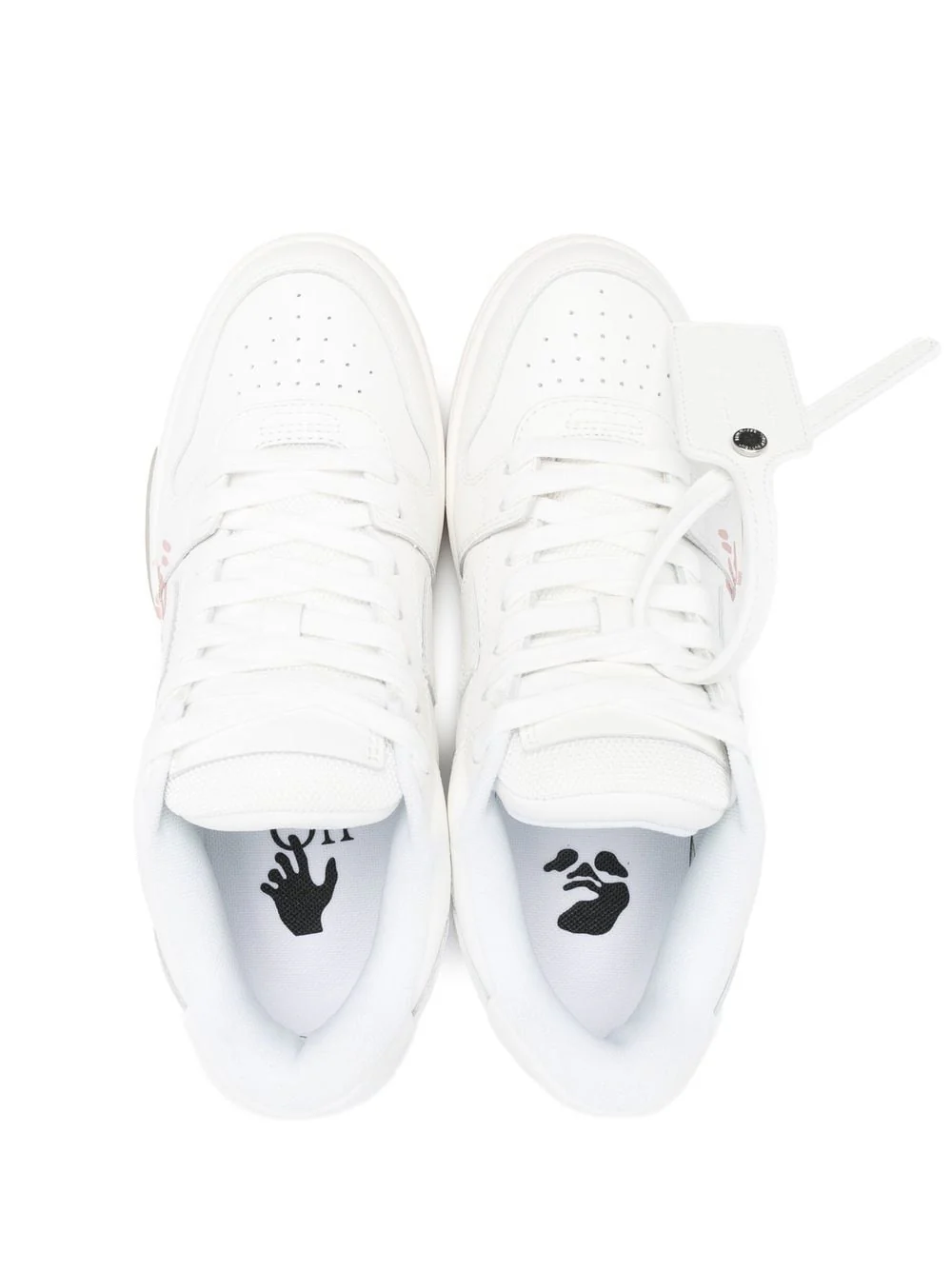 Off White Out Of Office For Walking Leather Sneakers White Pink