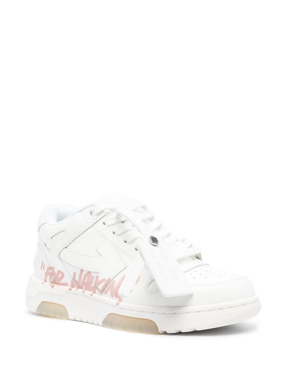 Off White  Out Of Office For Walking Leather Sneakers White Pink